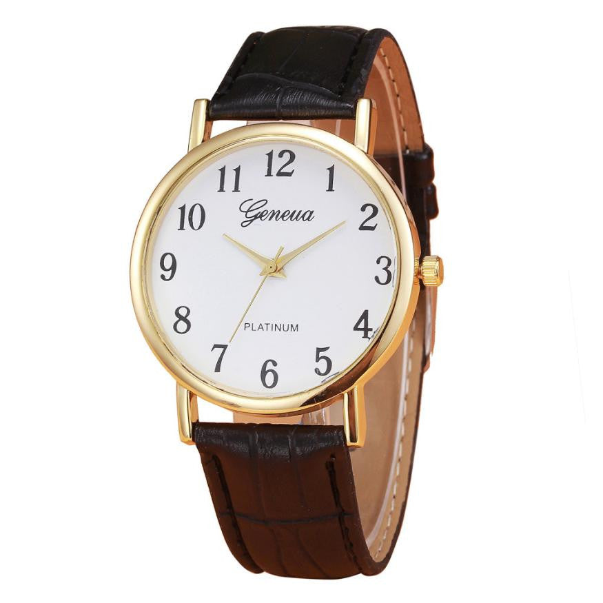 Casual Faux Leather Quartz Wrist Watch