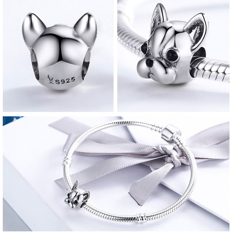 French Bulldog Silver Bracelet