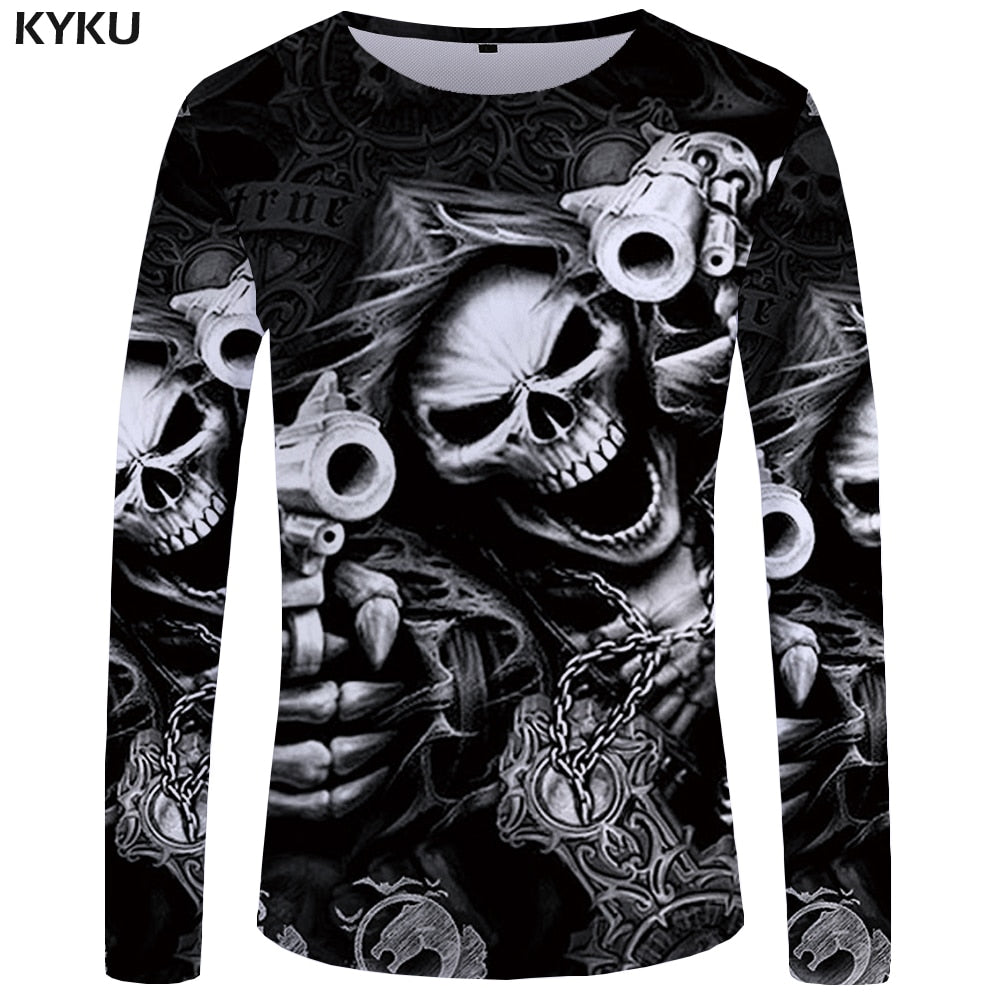 Gun Skull Long Sleeve T-Shirt