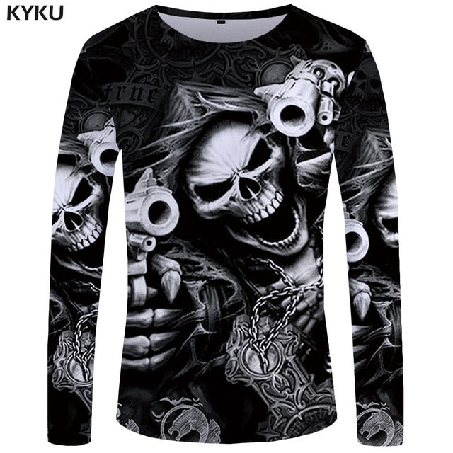 Gun Skull Long Sleeve T-Shirt