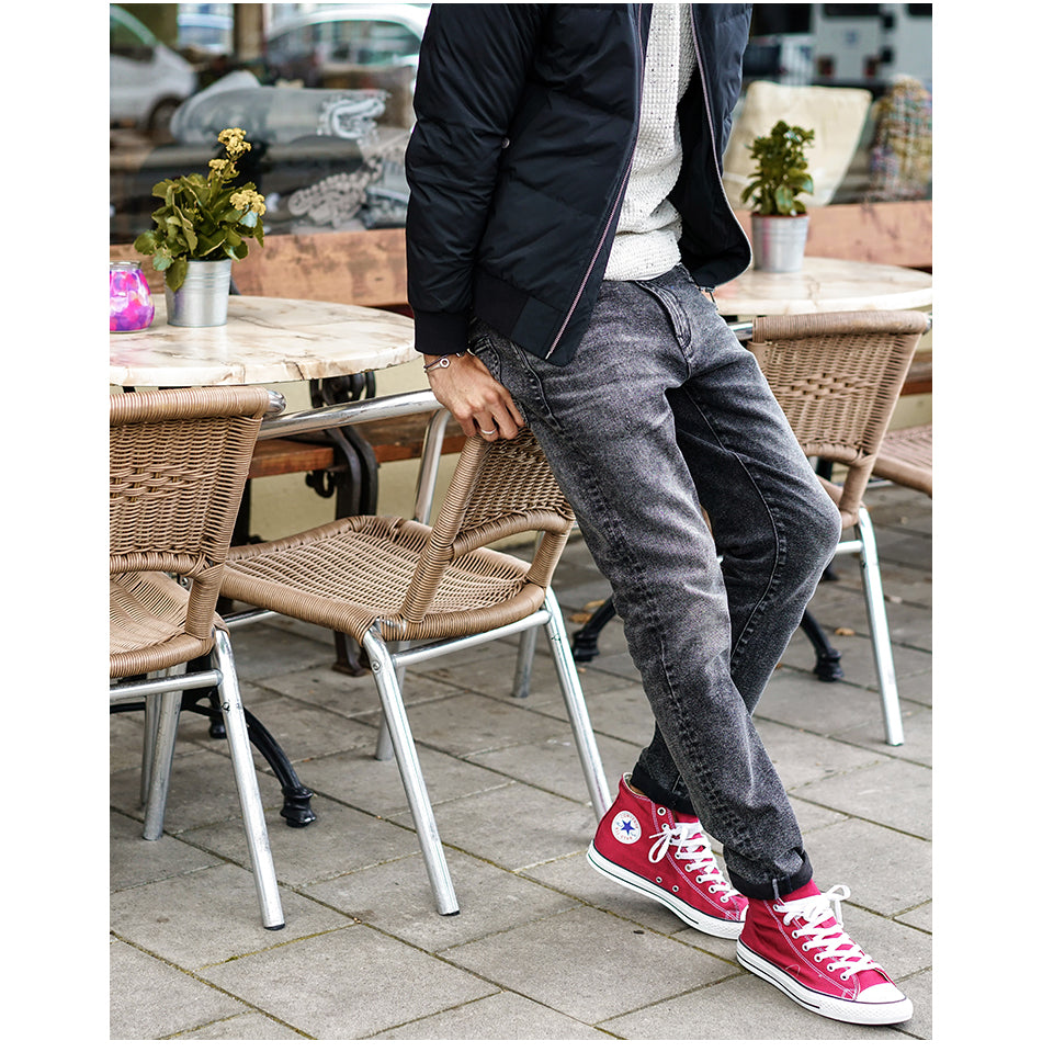 Scratched Casual Denim Jeans