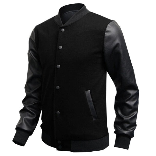Slim Fit Leather Bomber Coat