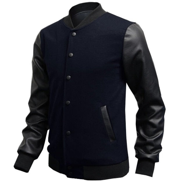 Slim Fit Leather Bomber Coat