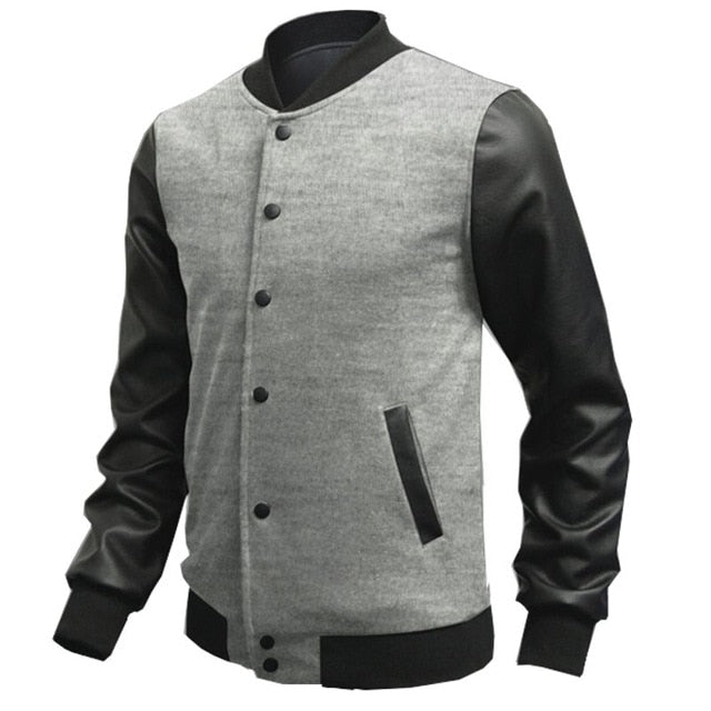 Slim Fit Leather Bomber Coat