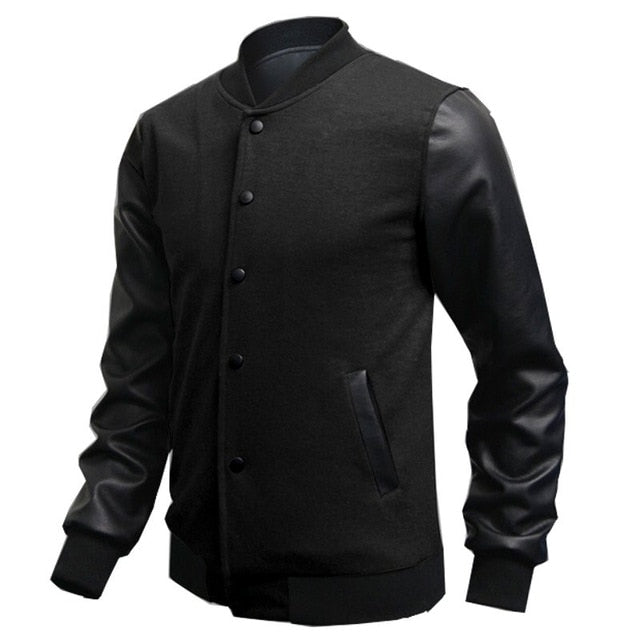 Slim Fit Leather Bomber Coat