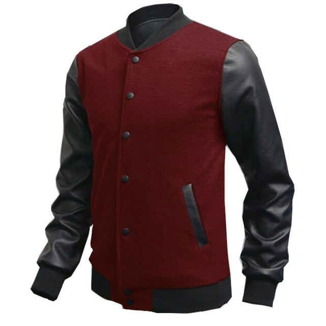 Slim Fit Leather Bomber Coat