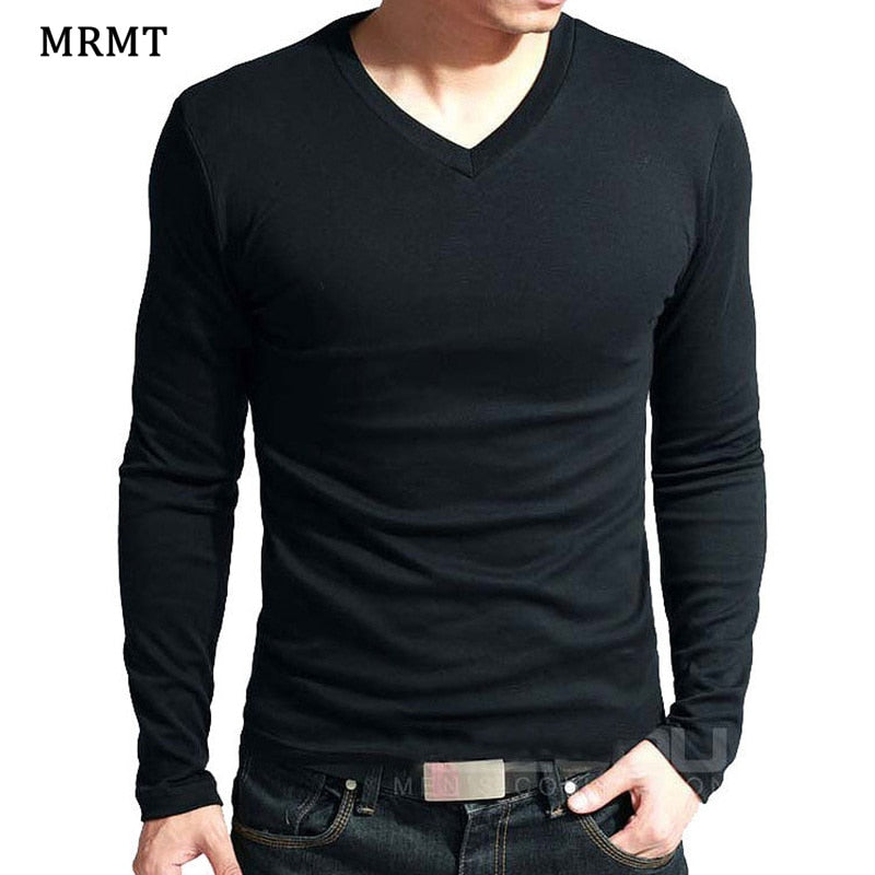 V-Neck Long Sleeve Men T Shirt
