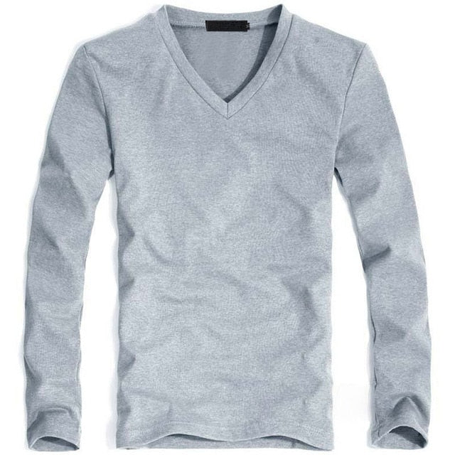 V-Neck Long Sleeve Men T Shirt
