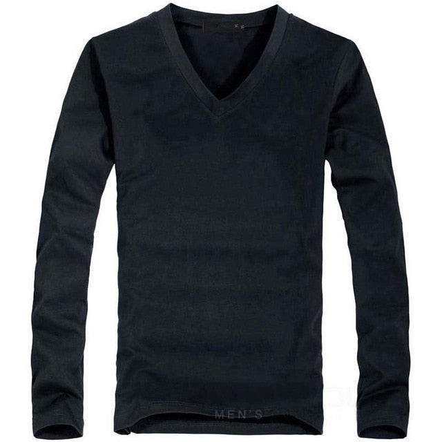 V-Neck Long Sleeve Men T Shirt