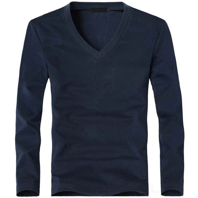 V-Neck Long Sleeve Men T Shirt