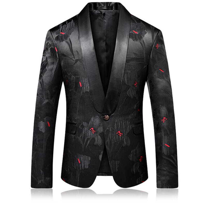 Black and Red Masculino Slim Blazer